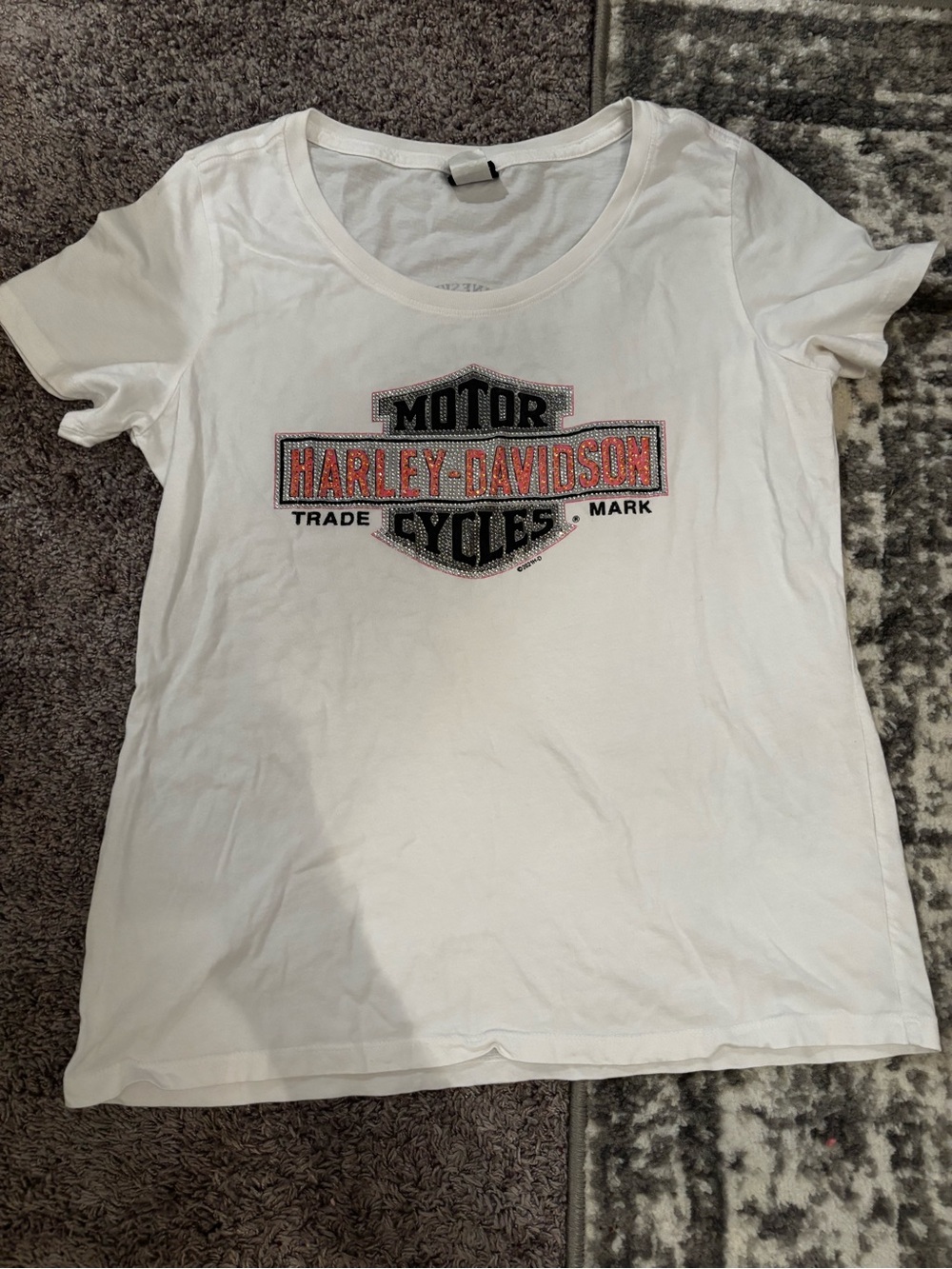 Harley-Davidson Pink and Silver Studded Logo Tee